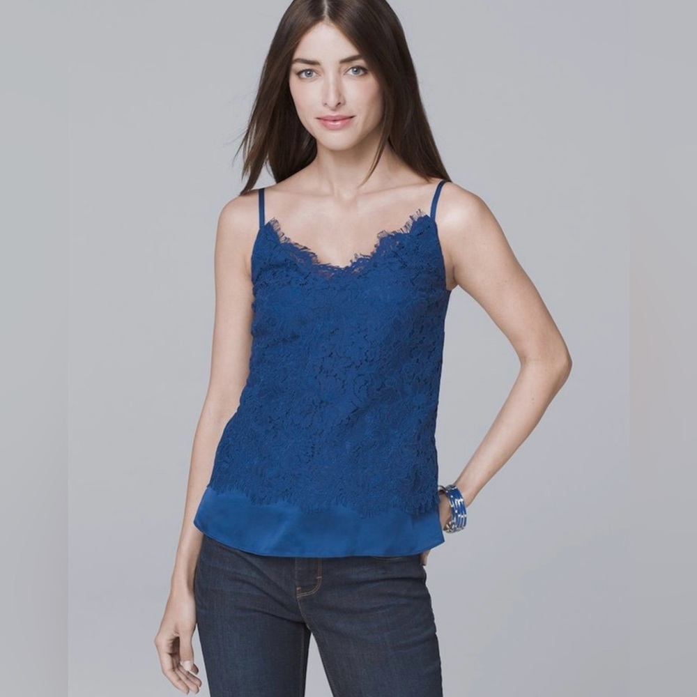 White House Black Market Royal Blue Lace Camisole Size 8